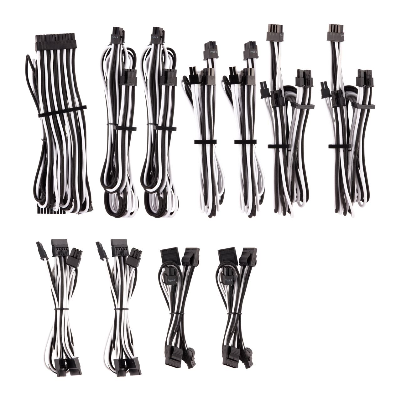 Corsair Premium Pro Sleeved Kabel-Set (Gen 4), weiss/schwarz