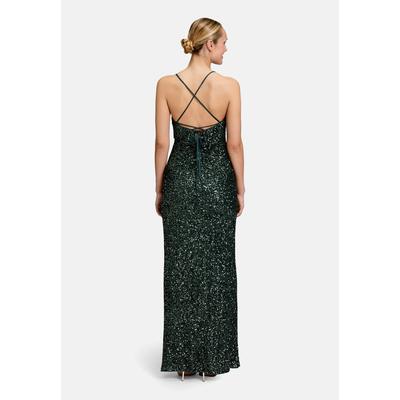 Abendkleid VERA MONT "Damen figurbetont", Damen, Gr. 42, Normalgrößen, grün (dusty slate), Obermaterial: 95% Polyester, 5% Elasthan. Futter: 100% Polyester, figurbetont lang, V-Ausschnitt, Kleider Abendkleid