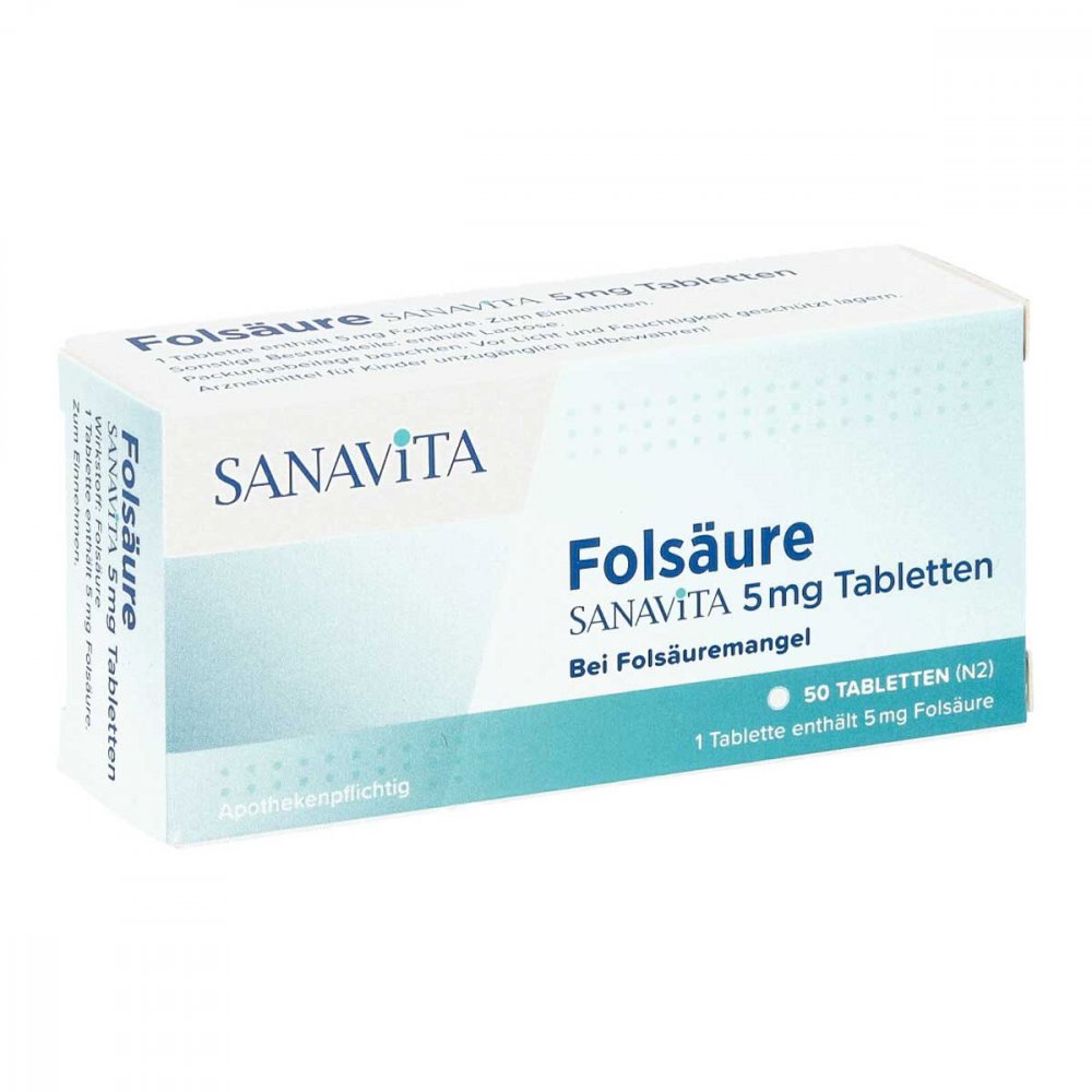 SANAVITA Pharmaceuticals GmbH Folsäure Sanavita 5 mg Tabletten 14416359