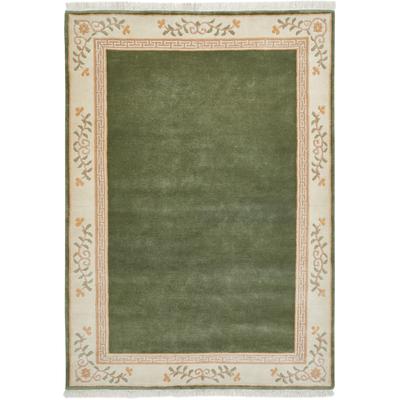Wollteppich LUXOR LIVING "Giza", grün, B:170cm H:12mm L:240cm, Obermaterial: 100% Wolle, Teppiche, reine Wolle, mit Bordüre & Fransen, Orient-Teppich, Wohnzimmer