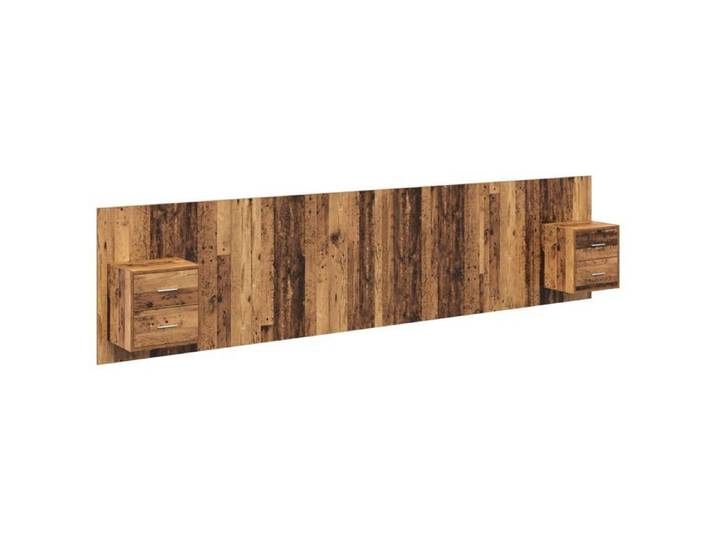 Tête de lit avec armoire - - Bois ancien - Bois d'ingénierie - 337x32 5x80 cm - Rangement moderne - Montage mural