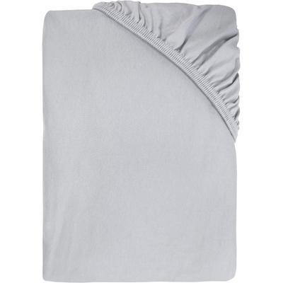 Spannbettlaken DYCKHOFF "Uni", grau (silber), B:90cm L:200cm, Jersey, Obermaterial: 95% Baumwolle, 5% Elasthan, Bettlaken, Spannbettlaken, Angenehm weich, besonders flexibel, bis 25cm Matratzenhöhe