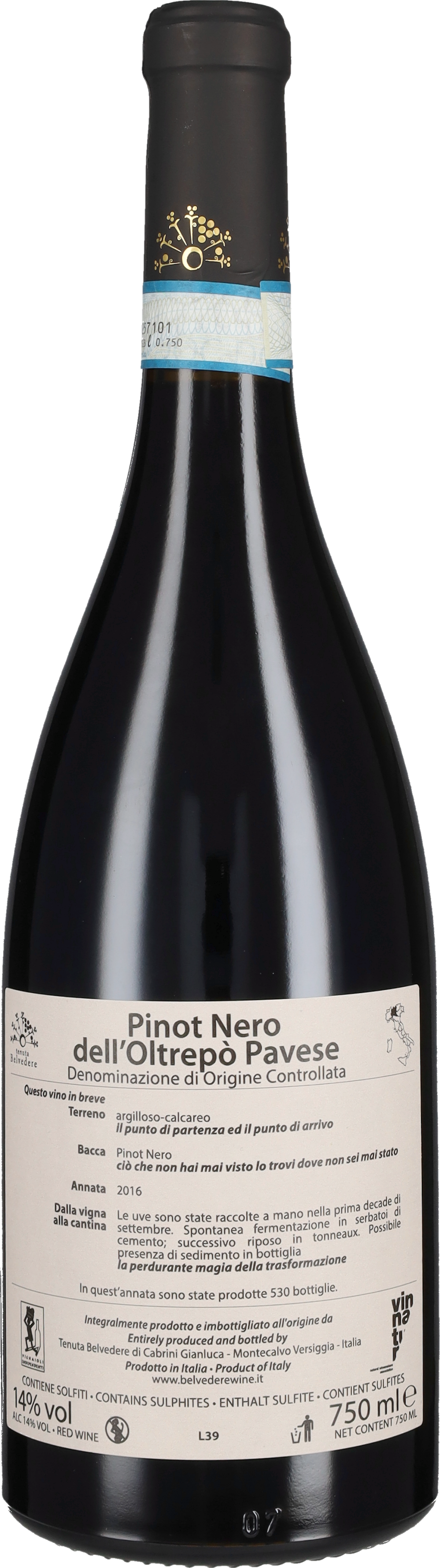 Pinot Nero 'Ad ognuno il proprio viaggio' Tenuta Belvedere 2016