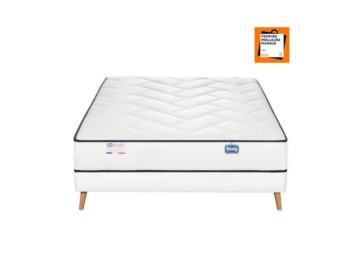 Ensemble matelas ferme ressorts ensachés + sommier 140x200