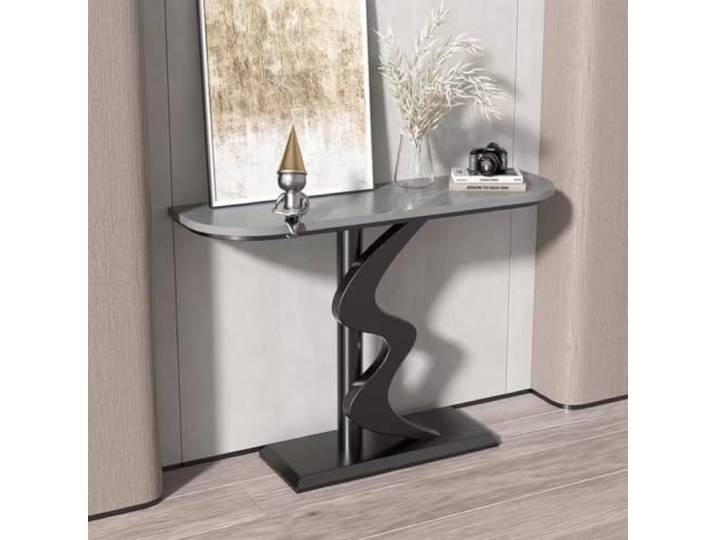 Moderner Konsolentisch Mit Sinterstein-Platte, Schmaler Flurtisch Metall Sinterstein-Oberfläche, Robuster Metallrahmen, Schmales Design, Platzsparend(Black,120cmW*30cmD*80cmH)