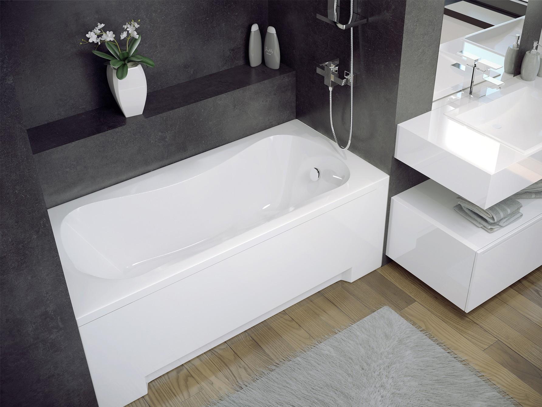 BADLAND Badewanne Rechteck Aria 130x70 mit Acrylschürze, Füßen und Ablaufgarnitur GRATIS