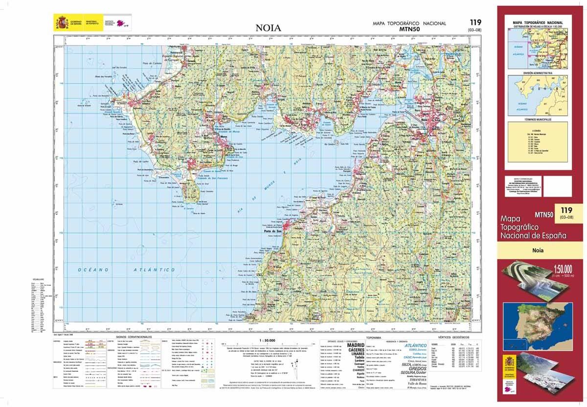 Carte topographique de l'Espagne n° 0119 - Noia   CNIG - 1/50 000