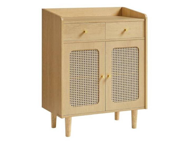 Buffet Cannage Meuble de Rangement Plac avec Ptes et Tiroirs en Rotin Étagère Réglable Style Beige Ch PETIT MEUBLE DE RANGEMENT