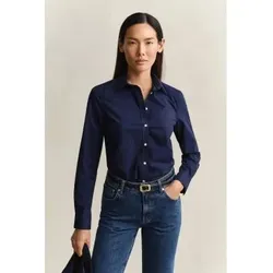 Gant für Damen. 4300486 Slim Fit Hemd aus marineblauem Popeline (42), Lässig, Baumwolle, Klassisch, Langarm