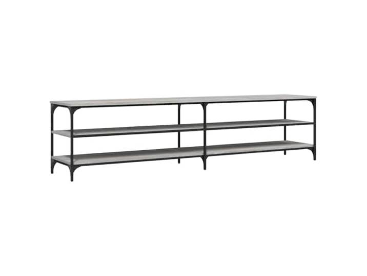 KTHLBRH TV-Schrank Sonoma grau 200 x 30 x 50 cm Holz und Metall TV-Einheit – stabile Tischplatte – großer Stauraum – Metallrahmen – Wandbefestigung – Montage
