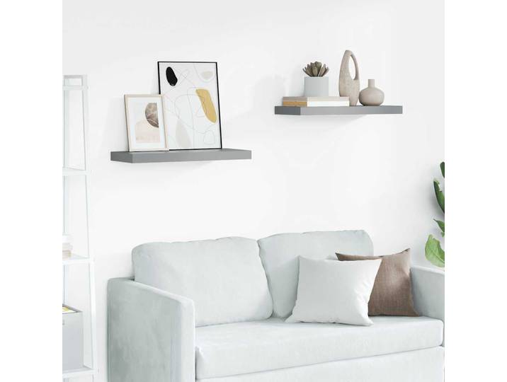 vidaXL Schwebende Wandregale 2 Stk. Grau 60x23,5x3,8cm MDF