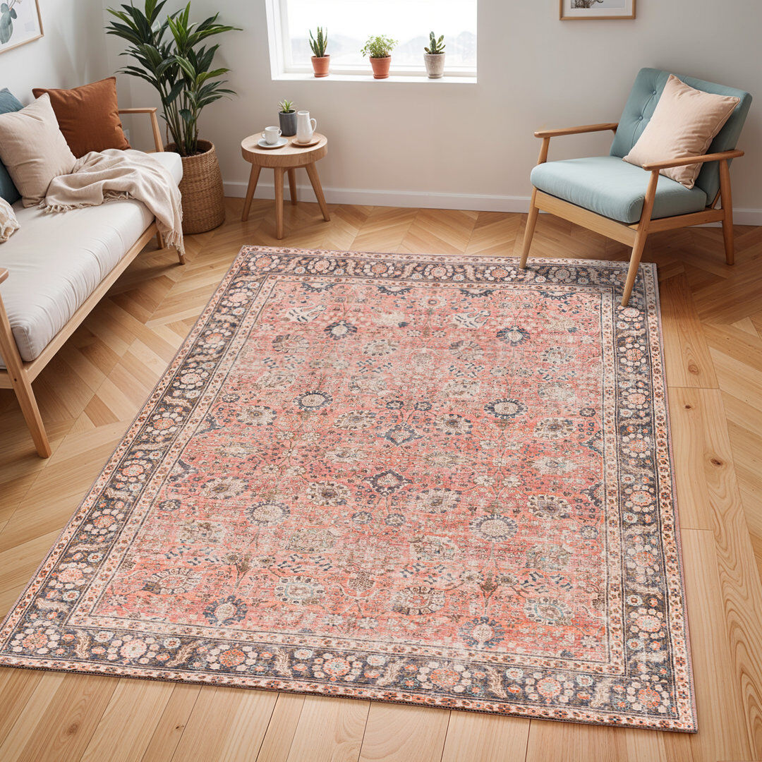 Livabliss Colin Machine Washable Traditionnal Boho Area Rug Tan;Black;Blue Rectangle 200 x 275cm