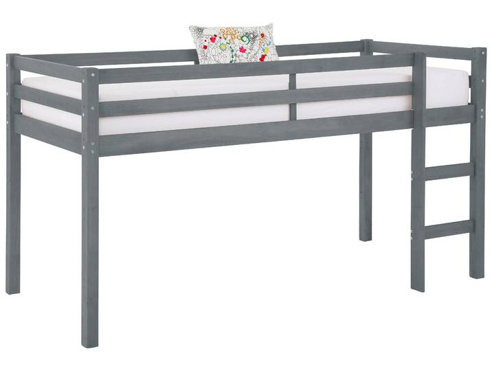 Hochbett GOODPRODUCT Alpi , grau, B:103cm H:111cm L:208cm, Hochbetten, Hochbett, aus schönem massivem Kiefernholz, Aussenmassenbreite 103 cm