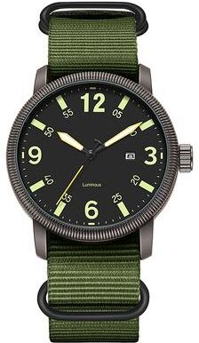 Modern Mode Marketplace Field Watch Luminous Quartz Fabric Strap Watch green Black