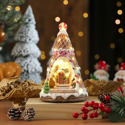 Rare Purchases Christmas Tree Gingerbread Man Music Box, LED Music Train Ornament, Night Light Xmas New Year Decor Gifts For Home fluorescence Yellow