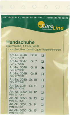 Careliv Produkte OHG HANDSCHUHE Baumwolle Gr.8 2 St 02770699