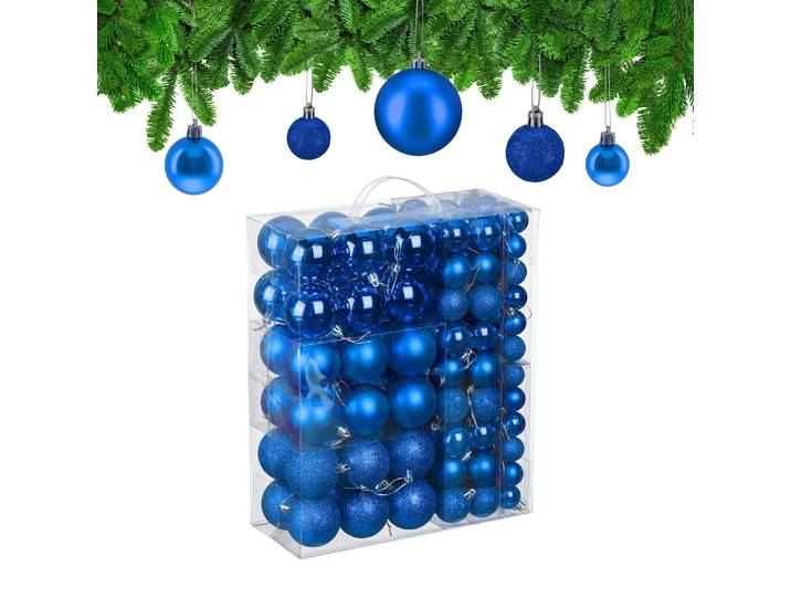 Weihnachtskugeln 138er-Set Blau-Silber