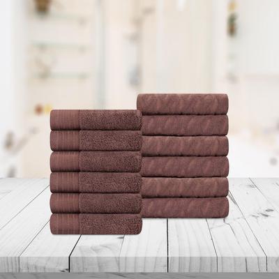 Turkish Cotton Herringbone and Solid Washcloth Towel Set by Superior