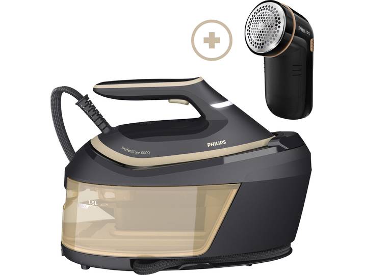 PHILIPS Dampfbügelstation PSG6064/80 PerfectCare 6000 Series , schwarz, Dampfbügelstationen, 2.400 Watt, OptimalTemp, 600 gr Dampfstoß, Dampfbügelstation