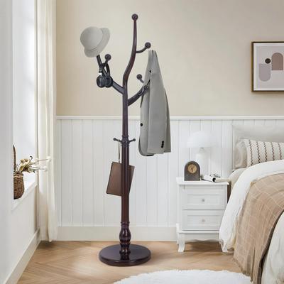 Lucky Monet "Rubberwood Freestanding Coat Rack, Entryway Coat Tree with Hooks - 74""H x 16.5""Dia"