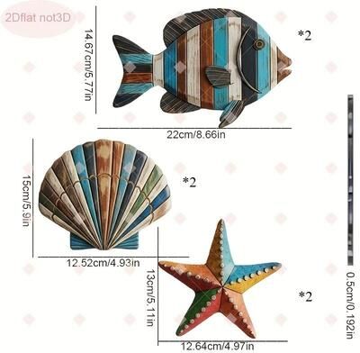 Uplift Picks Colorful Wooden Ocean Wall Decor Set Coastal Farmhouse Beach Art Pieces 2 Sets