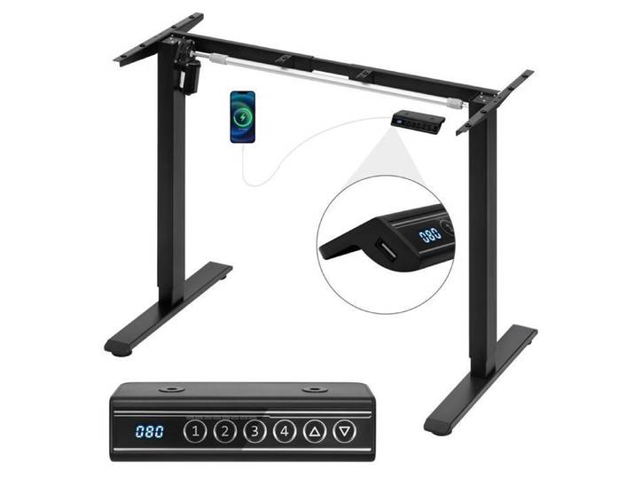 Bureau Assis Debout - WOLTU Bureau Électrique - Hauteur 72-120cm - Anti-Collision - Noir
