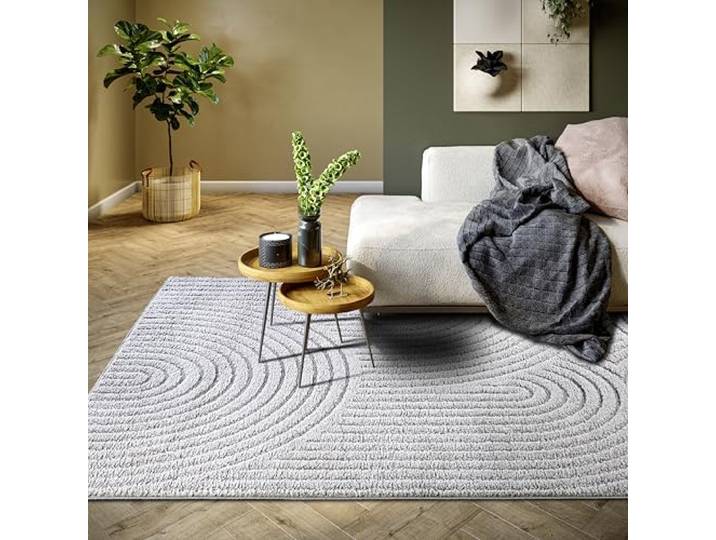 Elle Decoration Panglao Tapis Moderne à Poils Longs – Tapis de Salon Moelleux – Effet très Profond Skandi Boho géométrique\, Vagues – pour Salon\, Chambre à Coucher\, Cuisine\, Gris Clair\, 160 x 235 cm