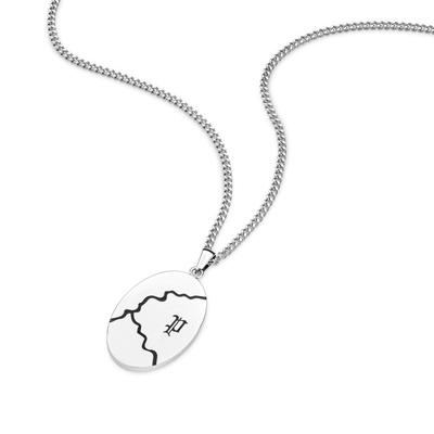 Kette mit Anhänger POLICE "Fracture", silber (edelstahlfarben, schwarz), Halsketten, Herren, Edelstahl, L: 55 B: 1mm, B:1mm