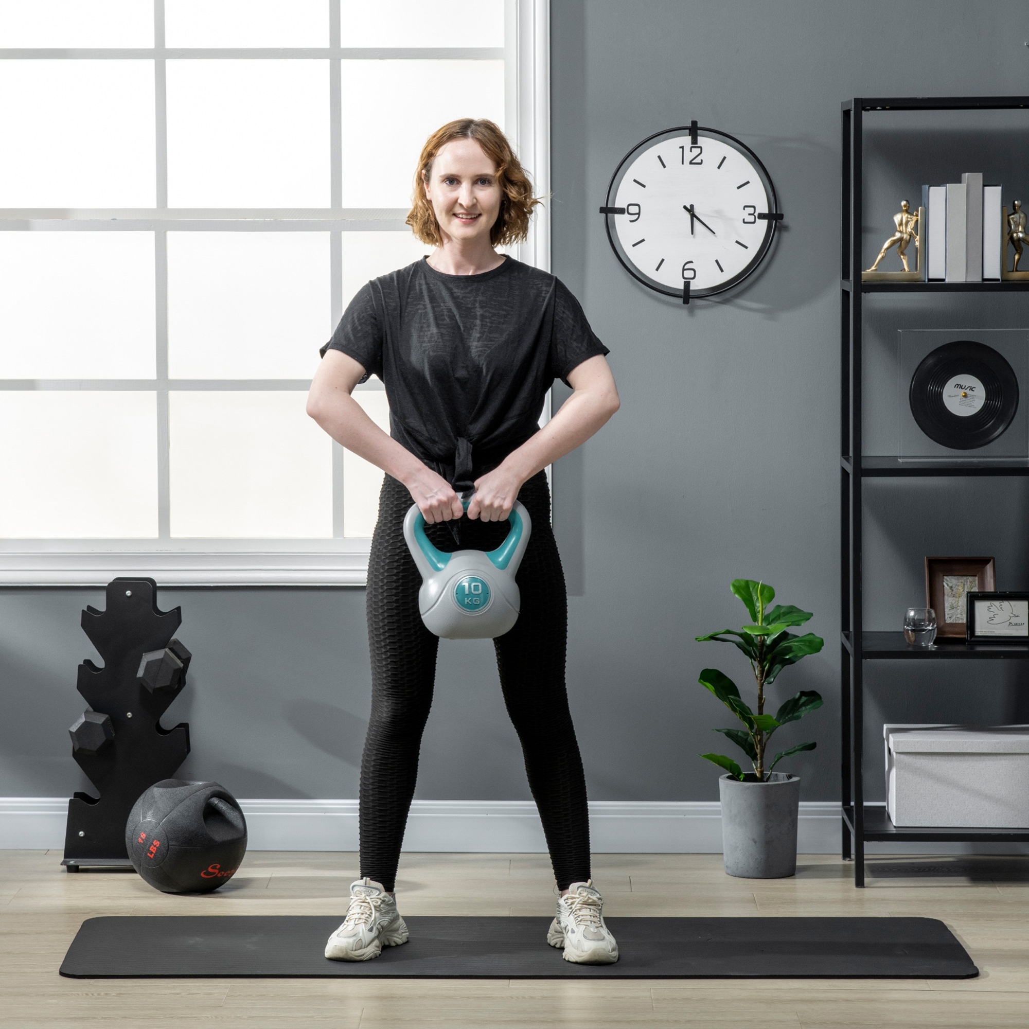 Sportnow Kettlebell da 10 kg con Base Piatta e Impugnatura, 22x16x26 cm, Blu   Aosom Italy