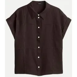 Leinenbluse Felila mit dreidimensionalen Karo Braun 44