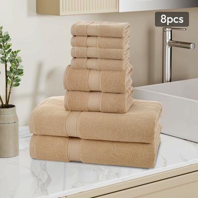 JML Extra Large 8 Pieces Bath Towel Set, 100% Cotton Highly Absorbent Towels for Bathroom
