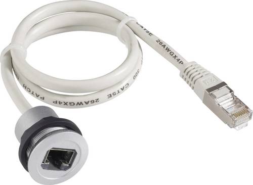 Georg Schlegel RJ45-Buchse, mit Kabel silberfarben twin rund, RONTRON-R-JUWEL Buchse/Kabel-Stecker, 8-poligBauform