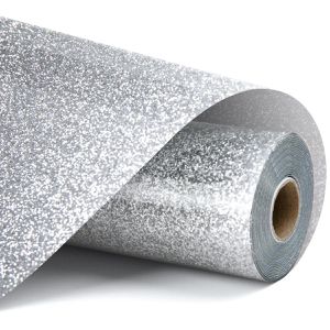 LOKLiK Bügelfolie Plotterfolie Glitzer, silber glitzernd, auf Rolle 30,5 x 90 cm
