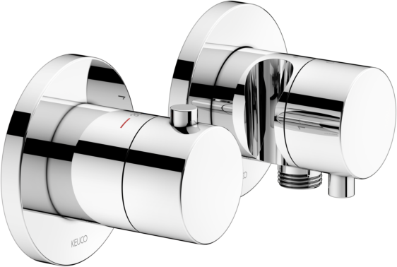 Keuco Plan Blue Brausethermostat 53953011221 chrom, 2 Verbraucher, mit Wandanschlussbogen und Brausehalter