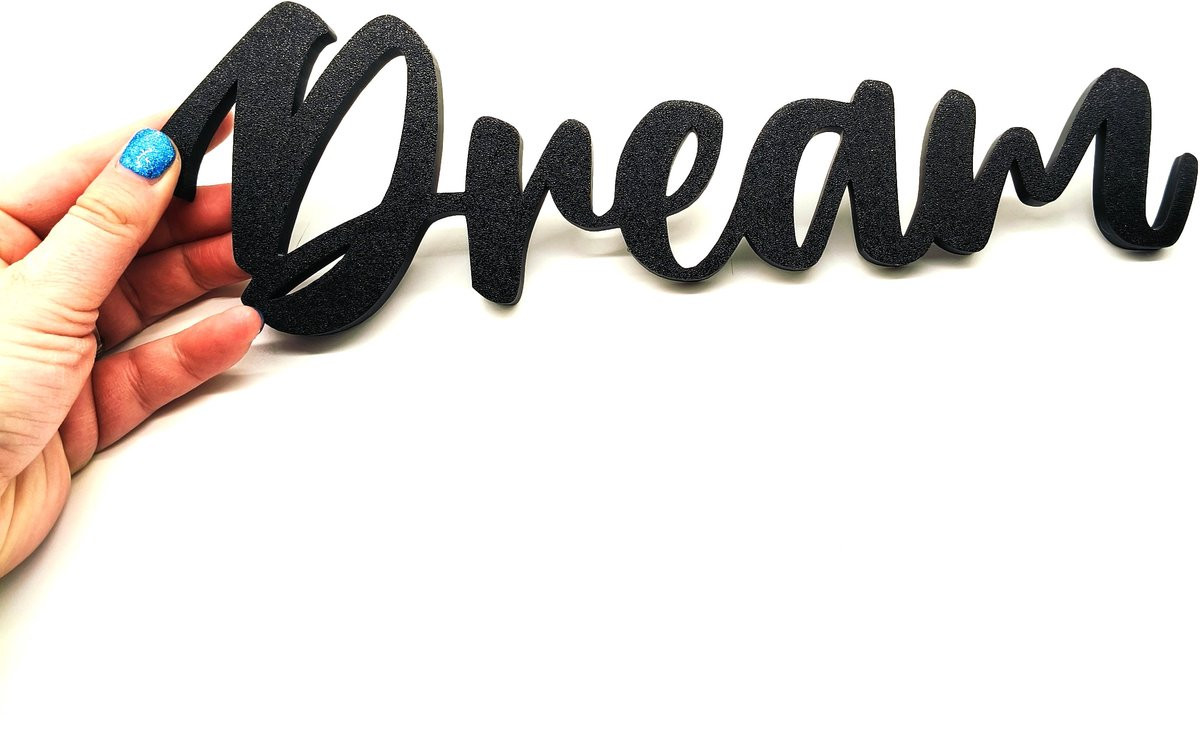Allygami Dream Wandtekst – 3D Cursieve Letters Slaapkamer Decoratie Zwart – Minimalistische Wandlettering Home Decor