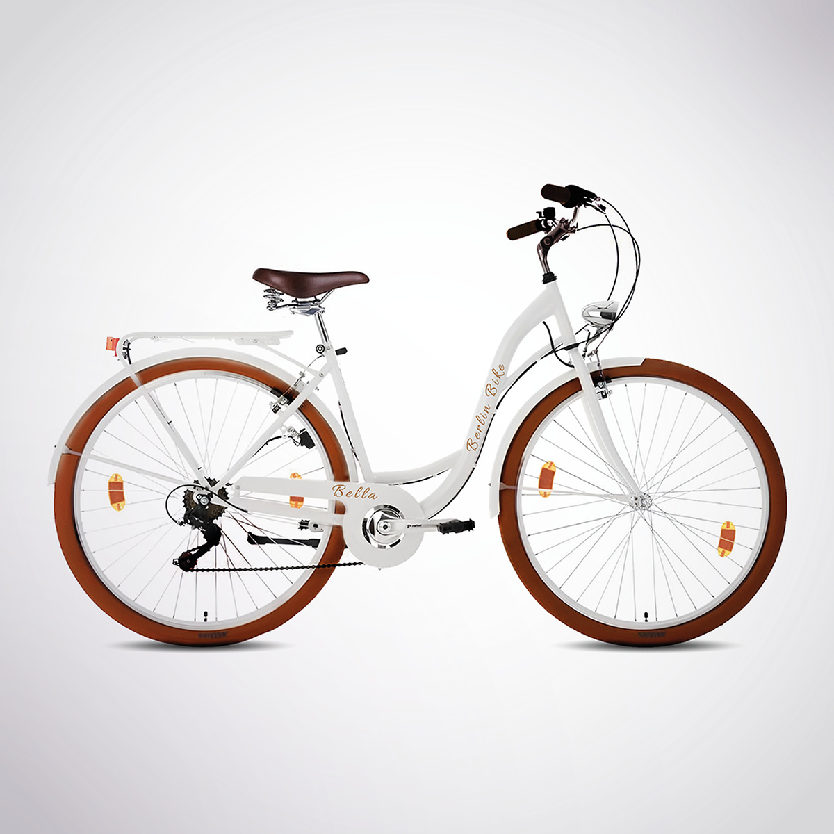 Cityrad Bella - 28 Zoll Damenfahrrad mit Dynamo & Korb, Stilvoll & Praktisch 6 Gang Shimano, Kettenschaltung, Weiss