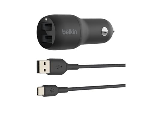Belkin Boost Charge USB-autolader 24 W met 2 poorten en USB-A/USB-C-kabel