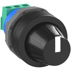 ABB MT-350B Potentiometer 50 kOhm, Frontring Metall verchromt schwarzer Drehknopf mit integrierter, Positionsanzeige und weisser Markierung