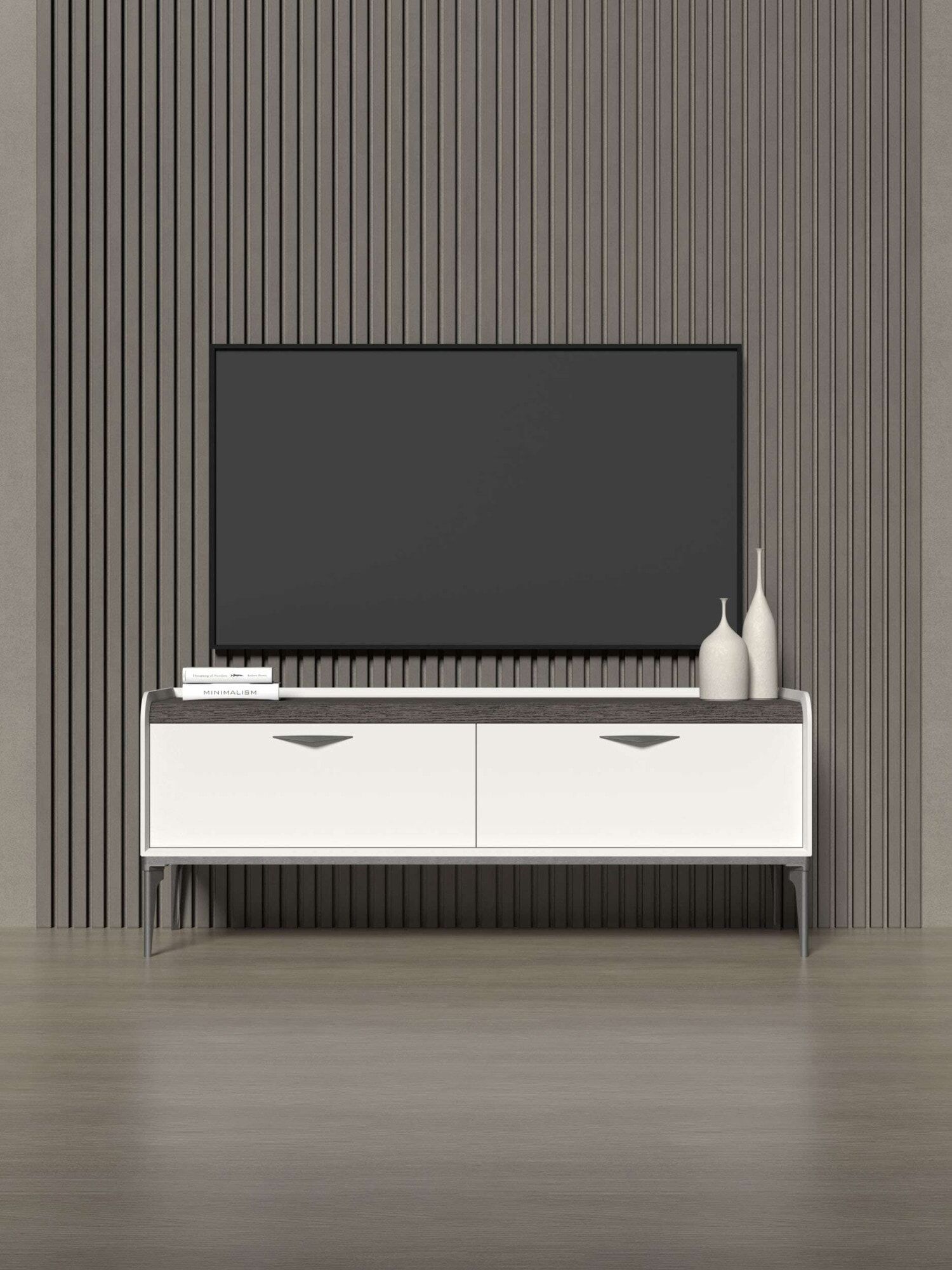 Lowboard GOODPRODUCT "Sofy TV-Lowboard, TV-Kommode, TV-Schrank, TV-Unterschrank, TV-Möbel", beige (pepper weiß, eiche melinga grau), B:167cm H:66cm T:50cm, Holzwerkstoff, MDF, Sideboards, Lowboard, UV lackiert, Soft Close Funktion, Metallgestell in Anthra