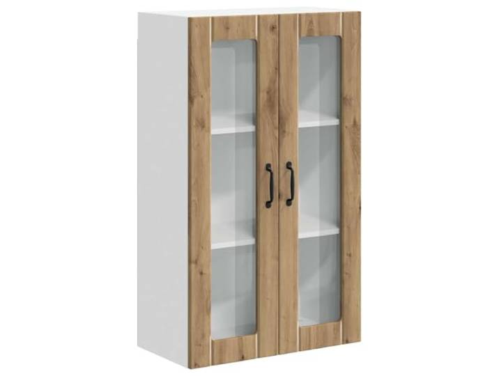 Schrank 60 x 31 x 100 cm mit 2 Türen mit 3 Regalen aus Holzwerkstoff Holzwerkstoff Artisan-Eiche, 3 Regale und 2 Türen, Wandmontage, 28 kg, für kleine Küchen und schmale Wandflächen