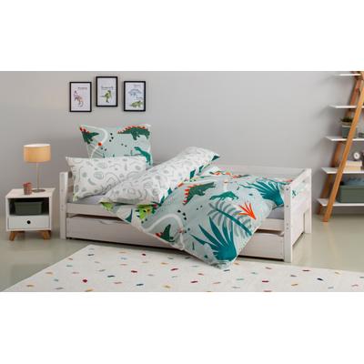 Kinderbettwäsche OTTO HOME "CUDDLEE", grün (dinosaurier), B/L: 135cm x 200cm, 1 Stk., Biber, B/L: 80cm x 80cm, 2, Obermaterial: 100% Baumwolle, Bettwäsche, in vielen Designs: Dino,Einhorn,Weltraum,Baustelle,Herz,Trecker,Safari