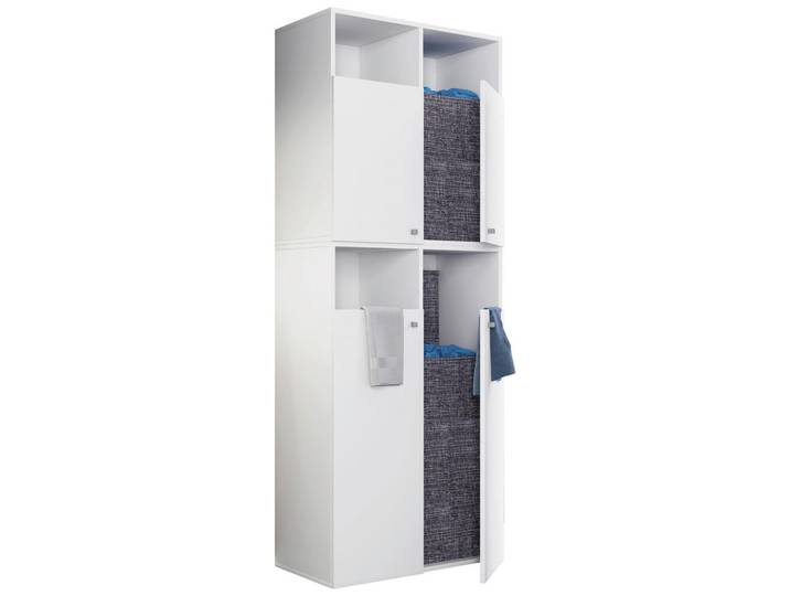 Mid.you Wäscheschrank Klidas, Weiß, 80.1x184x39 cm, Waschküche, Wäscheschrank