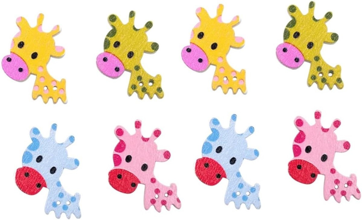 Houten Knopen met Cartoon Decoraties voor Knutselprojecten - 50 stuks - Gemengde kleuren