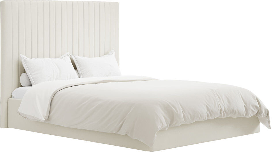 LPD BERLIN TALL UPHOLSTERED OTTOMAN BED White Kingsize (5')