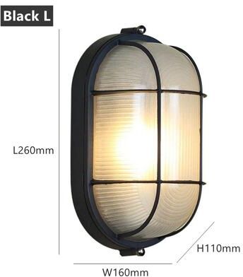 Combo Retail Shop Retro Moisture Explosion Proof Outdoor Wall Light, Vintage Waterproof Ceiling Lamp, Ideal For Wall & Porch Lighting black L warm White 3000k