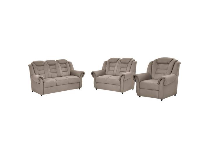 Livetastic Sitzgarnitur, Hellbraun, Kunststoff, 3-teilig, Made in EU, Hocker erhältlich, Rücken echt, Armteil links, Armteil rechts, Wohnzimmer, Sofas & Couches, Sitzgarnituren