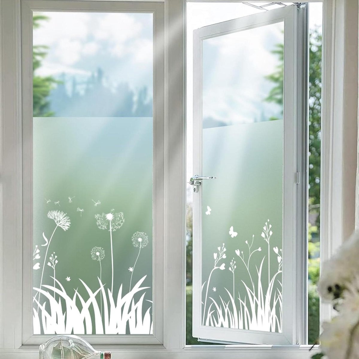 Raamfolie Melkglas Groen - Statische Inkijkbescherming voor Privacy - 90 x 200 cm