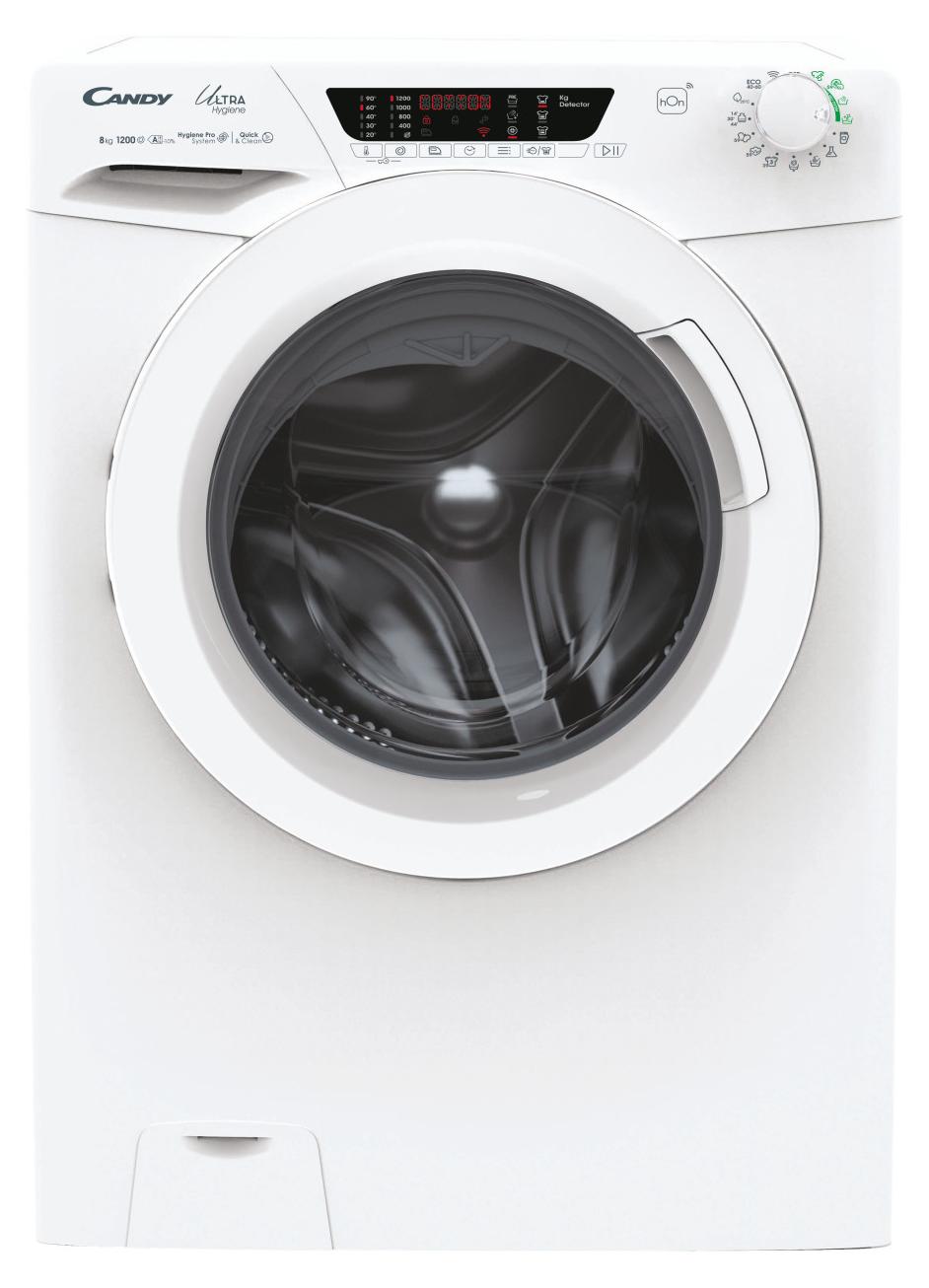 Candy Ultra Hygiene HE 1284TWM6/1-S, Frontlader, 8 kg, B, 74 dB, 1200 RPM, A