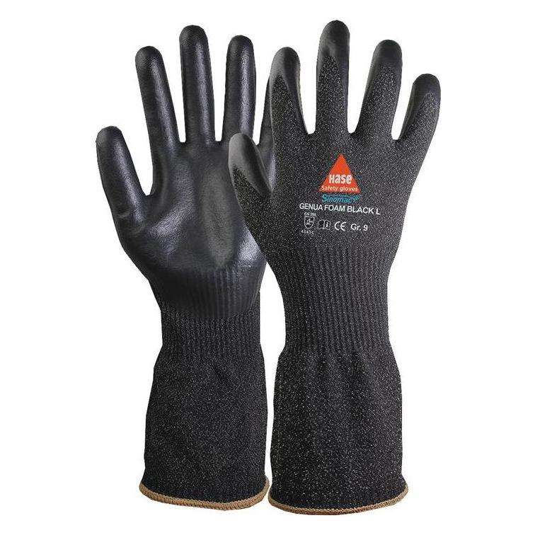 Hase Schnittschutzhandschuhe Genua Foam black long Grösse 11 schwarz EN 388 PSA-Kategorie II (11) (508510-11)