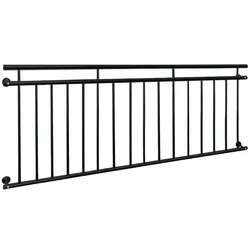ECD Germany Französischer Balkon 90x225 cm Schwarz matt | 16 Füllstäbe, Stahl pulverbeschichtet, Balkongeländer Fenstergitter
